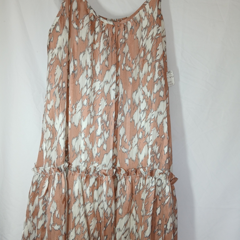 Roberta Bridal Cream and Tan Patterned Midi Dress